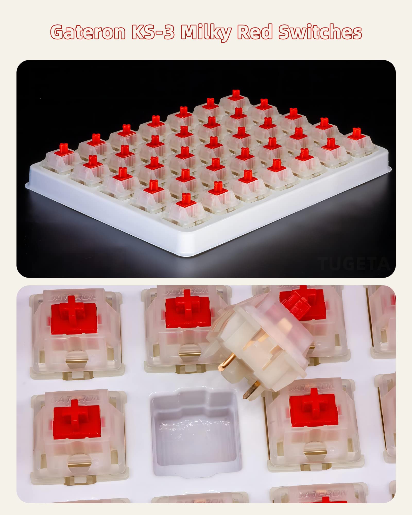 Gateron Milky Red Switches for Mechanical Keyboard Silent Tactile